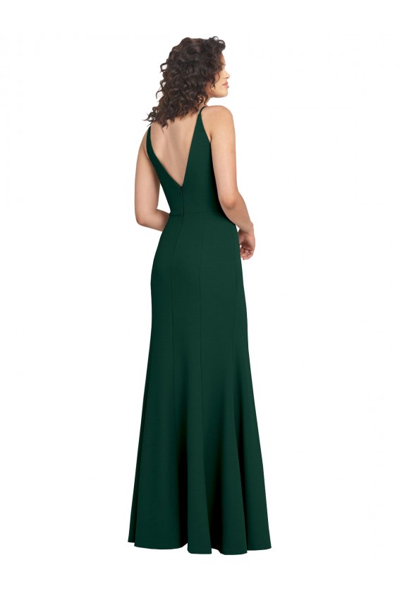 Midnight Green V-Neck Sleeveless V-Back A-Line Formal Dress / Bridesmaid Dress Townsville