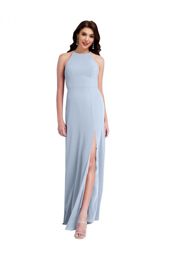 Light Sky Blue High Neck Sleeveless Open Back Sheath Formal Evening Gown / Prom Dress / Bridesmaid Dress Townsville