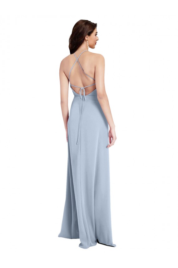 Light Sky Blue High Neck Sleeveless Open Back Sheath Formal Evening Gown / Prom Dress / Bridesmaid Dress Townsville