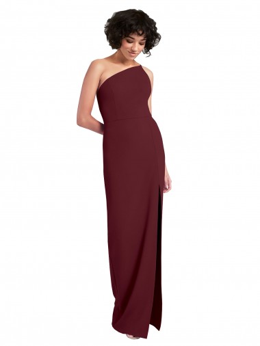 Burgundy Gold One Shoulder Sleeveless Sheath Formal Evening Gown / Prom Dress / Bridesmaid Dress Townsville