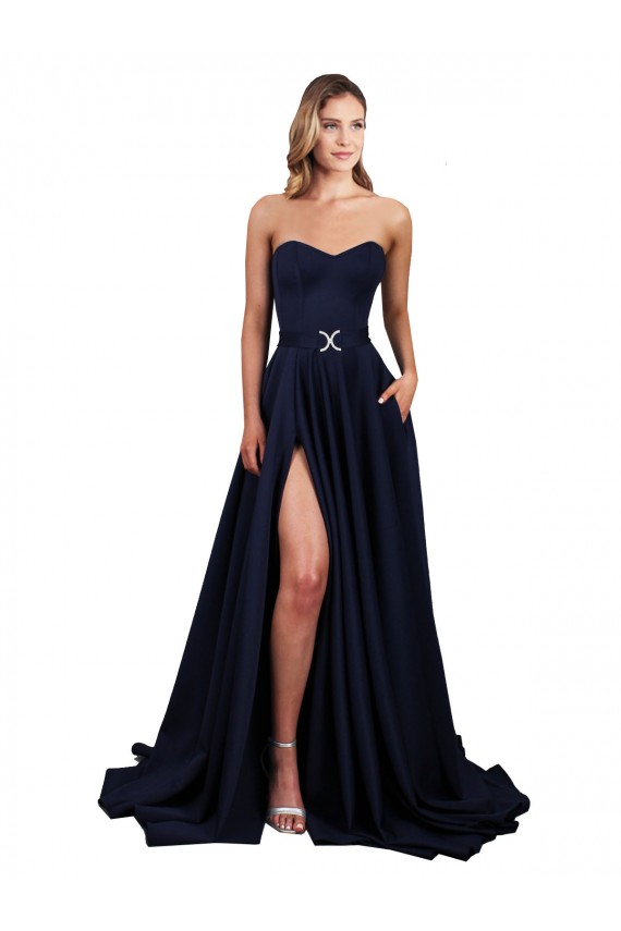 Dark Navy High Neck Sleeveless Low Back A-Line Formal Dress / Bridesmaid Dress Townsville