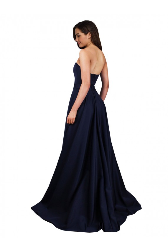 Dark Navy High Neck Sleeveless Low Back A-Line Formal Dress / Bridesmaid Dress Townsville