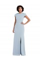 Light Sky Blue Jewel Neck Cap Sleeves Keyhole Back Trumpet Semi Formal Evening Dress / Bridesmaid Dress Townsville