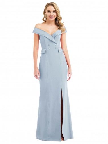 Light Sky Blue Off the Shoulder Sleeveless Trumpet Semi Formal Evening Dress / Prom Dress / Bridesmaid Dress Townsville