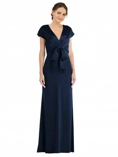 Dark Navy Off the Shoulder Cap Sleeves Keyhole Back Trumpet Formal Evening Gown / Prom Dress / Bridesmaid Dress Townsville