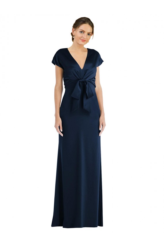 Dark Navy Off the Shoulder Cap Sleeves Keyhole Back Trumpet Formal Evening Gown / Prom Dress / Bridesmaid Dress Townsville