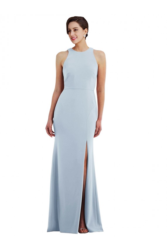 Light Sky Blue Jewel Neck Sleeveless Open Back Trumpet Formal Evening Gown / Prom Dress / Bridesmaid Dress Townsville