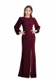 Burgundy Gold Bateau Neck Puff Sleeves Open Back Trumpet Formal Dress / Bridesmaid Dress Townsville