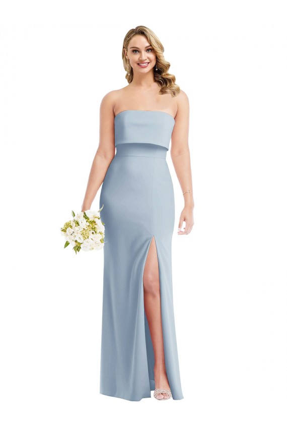 Light Sky Blue Strapless Sleeveless Low Back Trumpet Semi Formal Evening Dress / Prom Dress / Bridesmaid Dress Townsville
