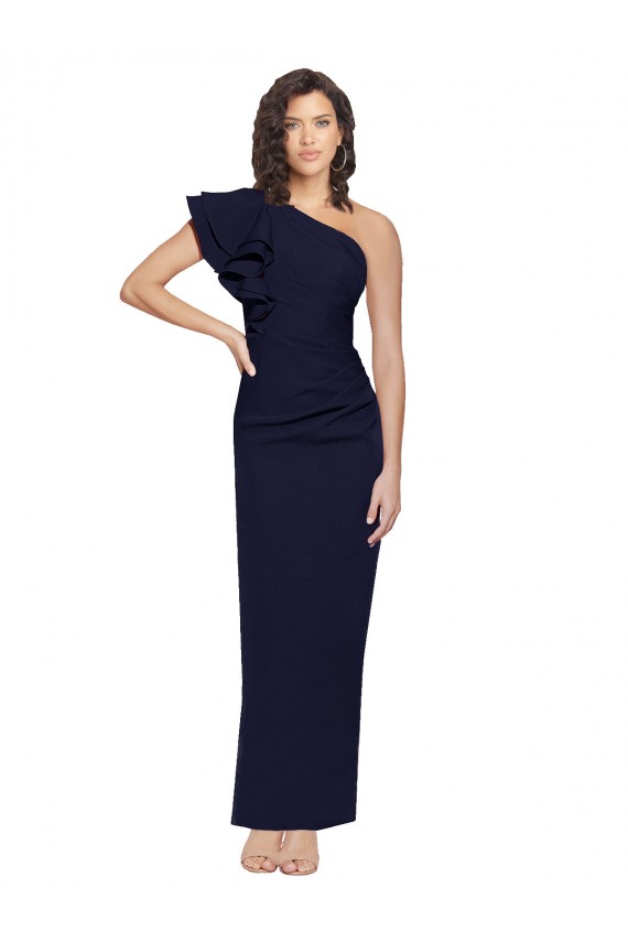 Dark Navy One Shoulder Sleeveless Sheath Formal Evening Gown / Prom Dress / Bridesmaid Dress Townsville