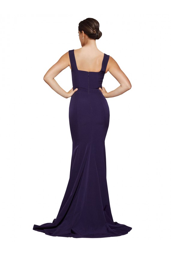 Dark Navy Square Neck Sleeveless Sheath Semi Formal Evening Dress / Prom Dress / Bridesmaid Dress Townsville