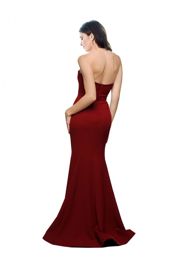 Burgundy Strapless Sleeveless Low Back Sheath Formal Evening Gown / Prom Dress / Bridesmaid Dress Townsville