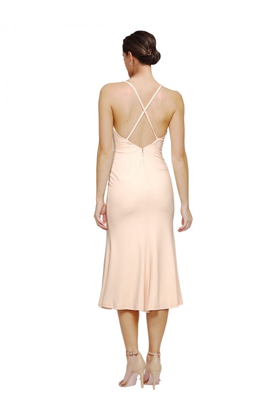 Nude V-Neck Sleeveless Open Back Sheath Evening Gown / Prom Dress / Bridesmaid Dress Townsville