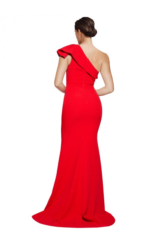 Red One Shoulder Sleeveless Sheath Semi Formal Evening Dress / Prom Dress / Bridesmaid Dress Townsville