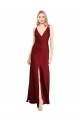 Burgundy V-Neck Sleeveless V-Back A-Line Black Tie Evening Gown / Prom Dress / Bridesmaid Dress Townsville