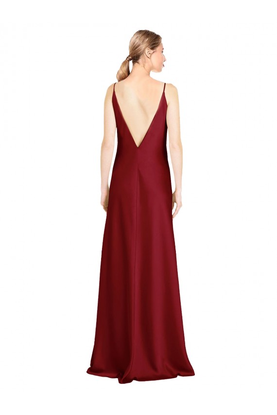 Burgundy V-Neck Sleeveless V-Back A-Line Black Tie Evening Gown / Prom Dress / Bridesmaid Dress Townsville