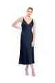 Dark Navy V-Neck Sleeveless V-Back Stretch Satin A-Line Formal Evening Gown / Prom Dress / Bridesmaid Dress Townsville