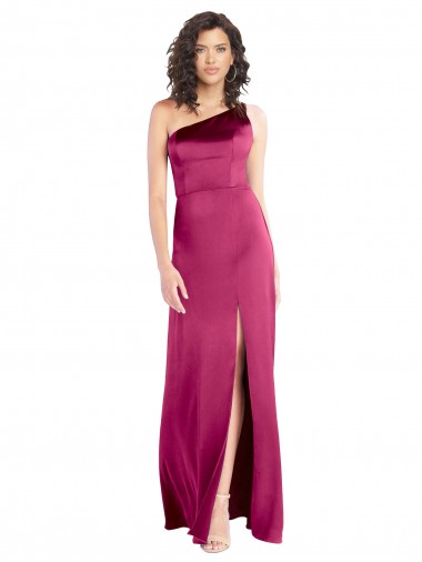 Fuchsia One Shoulder Sleeveless Open Back A-Line Formal Evening Gown / Prom Dress / Bridesmaid Dress Townsville