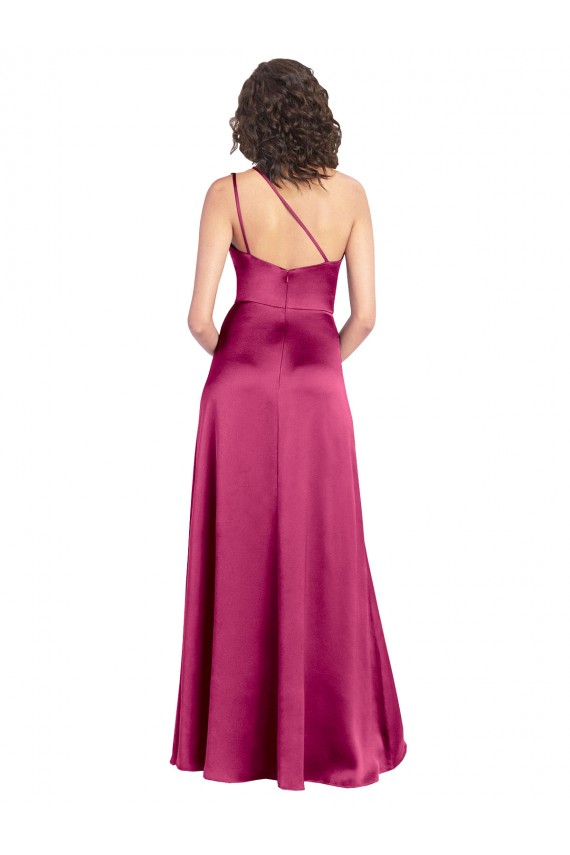 Fuchsia One Shoulder Sleeveless Open Back A-Line Formal Evening Gown / Prom Dress / Bridesmaid Dress Townsville