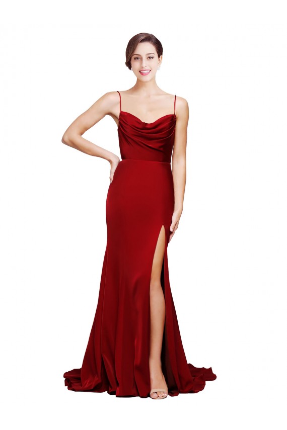 Burgundy Cowl Neck Sleeveless Open Back Sheath Black Tie Evening Gown / Prom Dress / Bridesmaid Dress Townsville