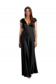 Black V-Neck Cap Sleeves Keyhole Back A-Line Formal Evening Gown / Prom Dress / Bridesmaid Dress Townsville