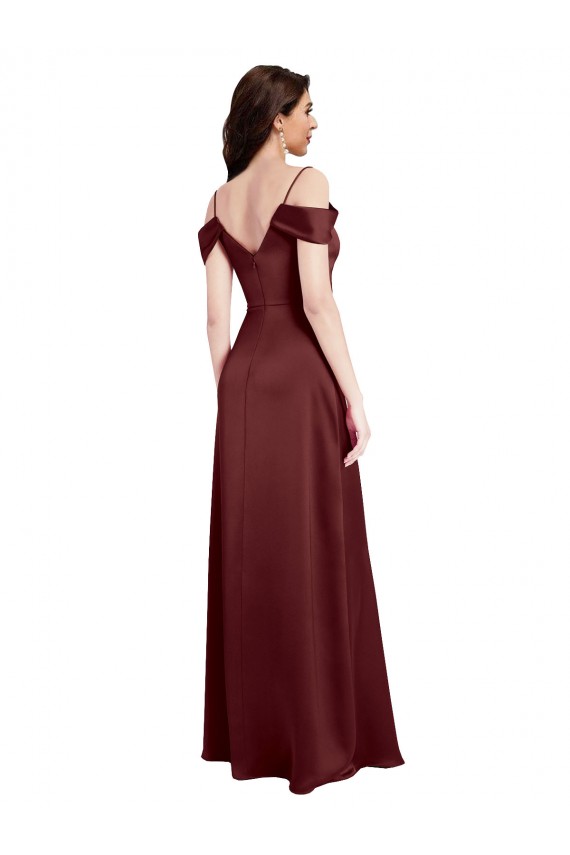 Burgundy Gold V-Neck Sleeveless A-Line Formal Dress / Bridesmaid Dress Townsville