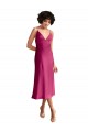 Fuchsia V-Neck Sleeveless Low Back Stretch Satin A-Line Formal Evening Gown / Prom Dress / Bridesmaid Dress Townsville