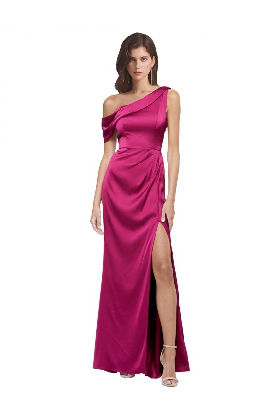 Fuchsia One Shoulder Sleeveless A-Line Bridesmaid Dress / Evening Dress Townsville