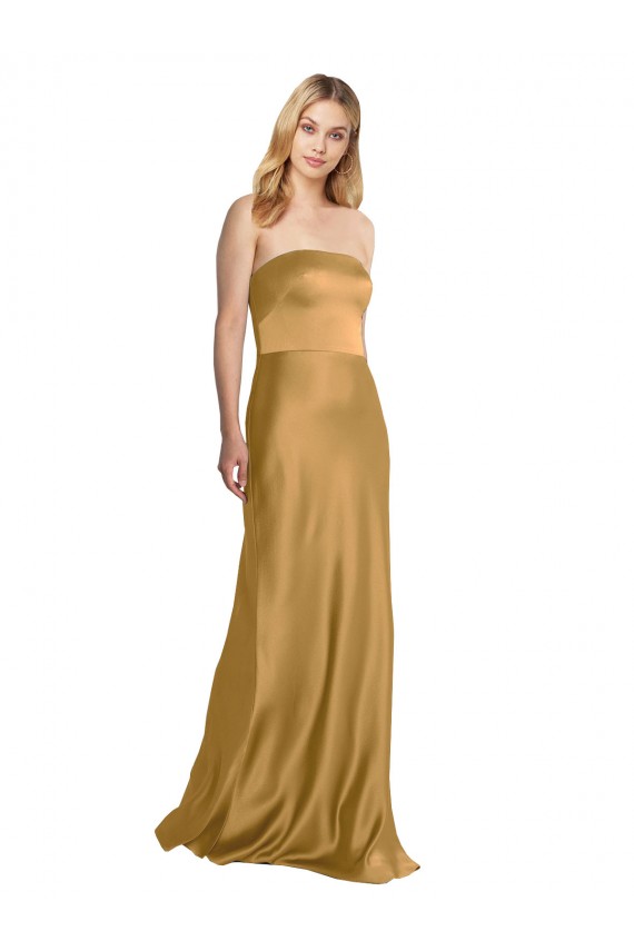 Gold Strapless Sleeveless A-Line Formal Evening Gown / Prom Dress / Bridesmaid Dress Townsville