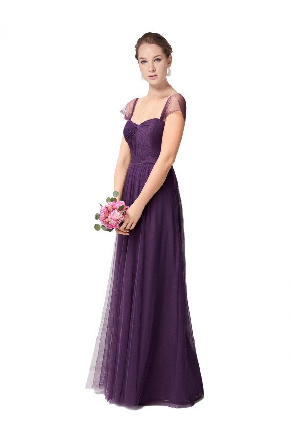 Plum Purple Sweetheart Cap Sleeves A-Line Bridesmaid Dress Townsville