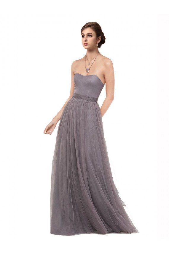 Pewter Spaghetti Straps Sleeveless V-Back A-Line Bridesmaid Dress Townsville