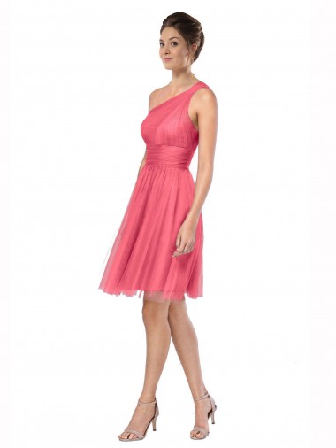 Watermelon One Shoulder Sleeveless A-Line Bridesmaid Dress Townsville