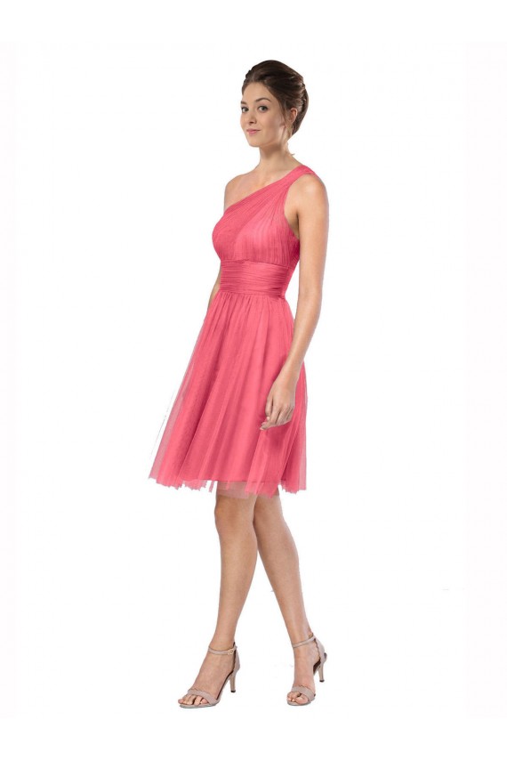Watermelon One Shoulder Sleeveless A-Line Bridesmaid Dress Townsville