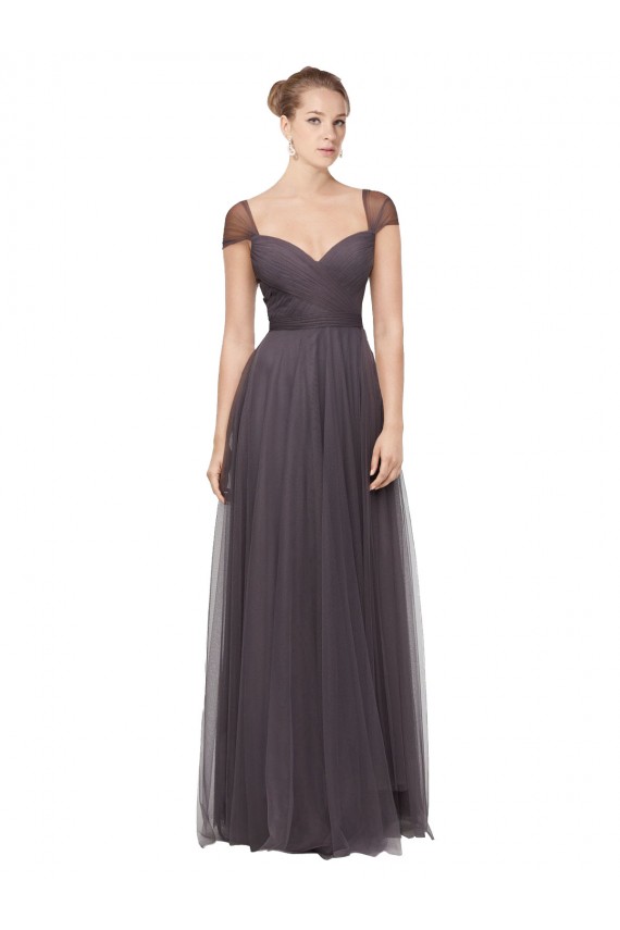 Pewter Sweetheart Cap Sleeves A-Line Bridesmaid Dress Townsville