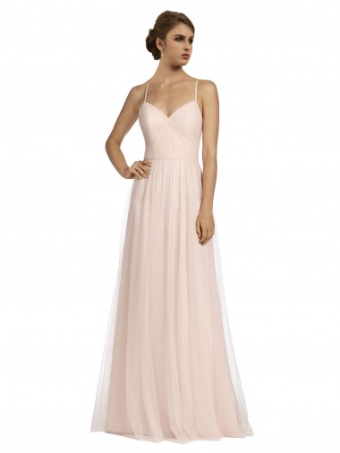 Pink Spaghetti Straps Sleeveless A-Line Bridesmaid Dress Townsville
