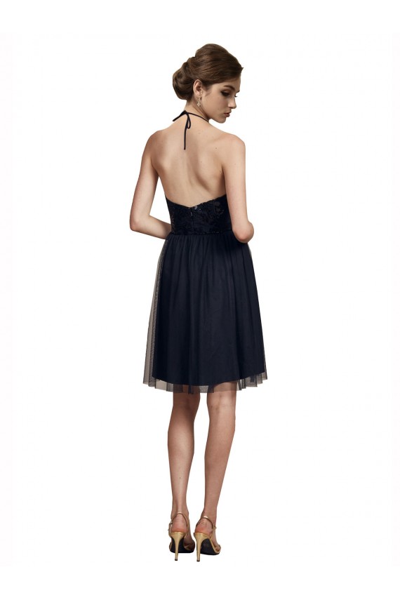 Black Halter Neck Sleeveless A-Line Bridesmaid Gown Townsville