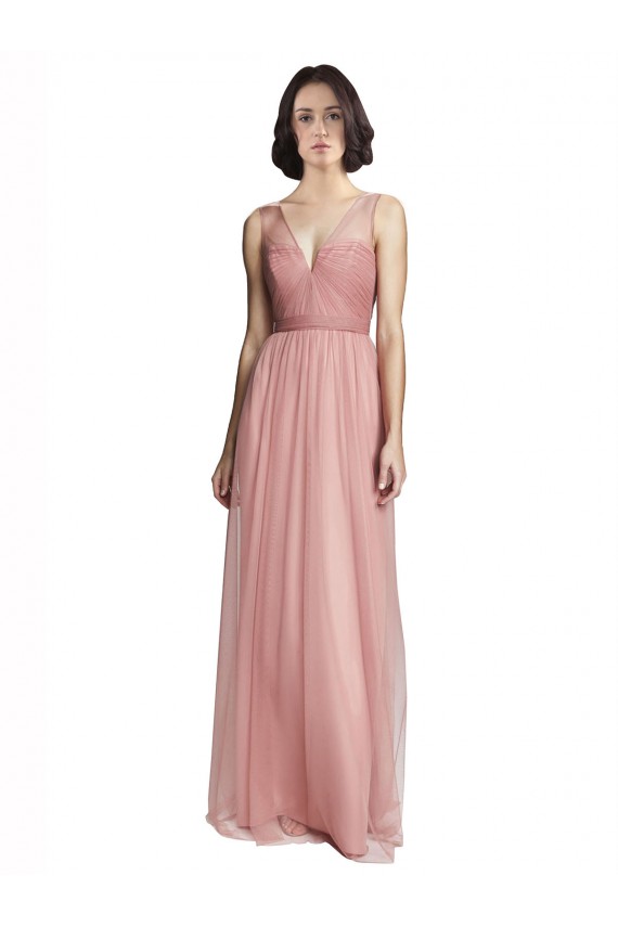 Rose Pink V-Neck Sleeveless A-Line Bridesmaid Dress Townsville
