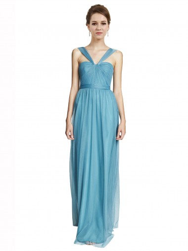 Sky Blue V-Neck Sleeveless A-Line Bridesmaid Dress Townsville