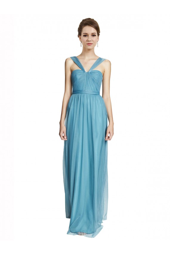 Sky Blue V-Neck Sleeveless A-Line Bridesmaid Dress Townsville