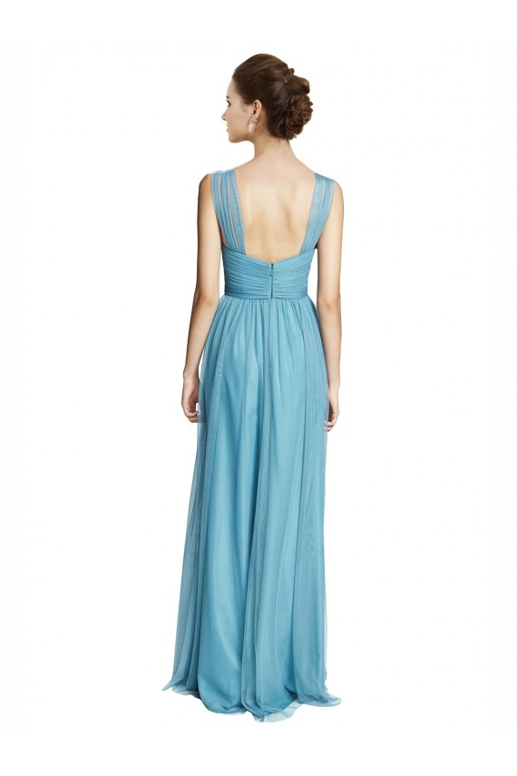 Sky Blue V-Neck Sleeveless A-Line Bridesmaid Dress Townsville