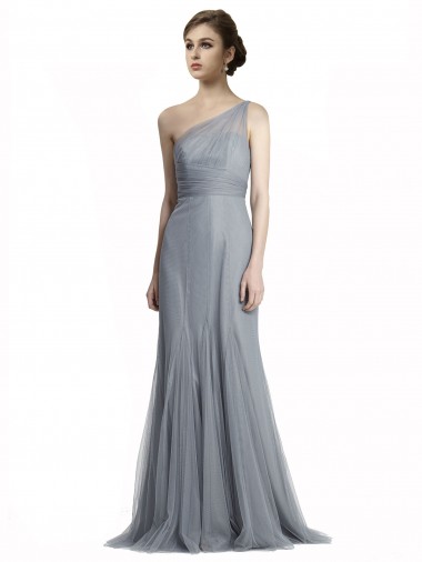 Slate Grey One Shoulder Sleeveless Mermaid Bridesmaid Dress Townsville
