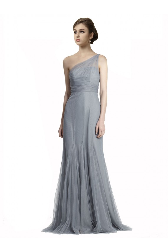 Slate Grey One Shoulder Sleeveless Mermaid Bridesmaid Dress Townsville