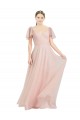 Pink V-Neck Flutter Sleeves A-Line Formal Dress / Bridesmaid Dress Townsville