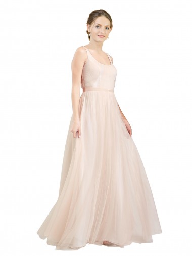Pink Scoop Neck Sleeveless Open Back A-Line Semi Formal Evening Dress / Bridesmaid Dress Townsville