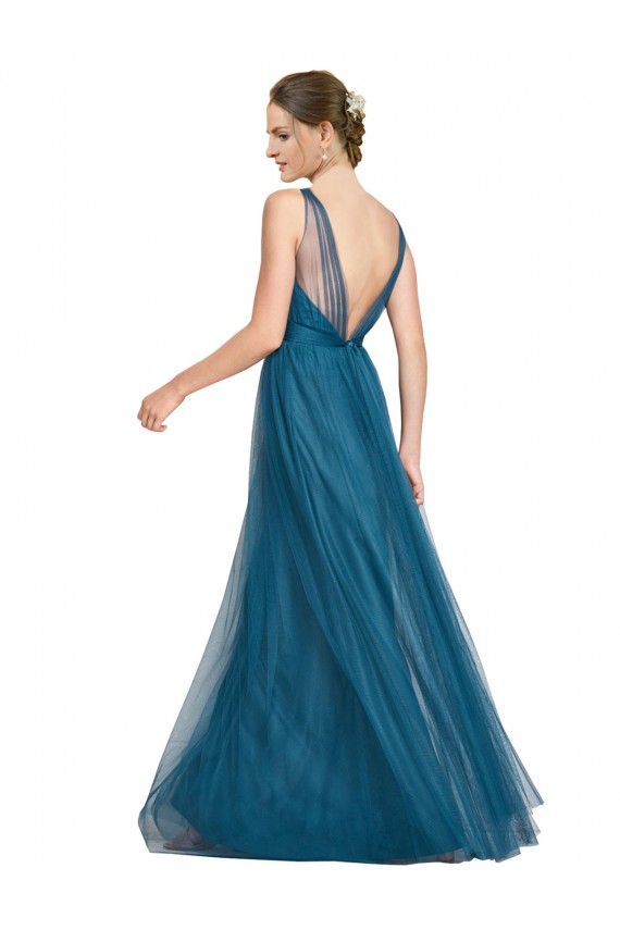 Teal Green V-Neck Sleeveless V-Back A-Line Bridesmaid Dress Townsville