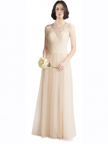 Ivory Illusion Neck Sleeveless A-Line Bridesmaid Dress Townsville