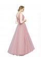 Pink V-Neck Sleeveless V-Back A-Line Bridesmaid Dress Townsville