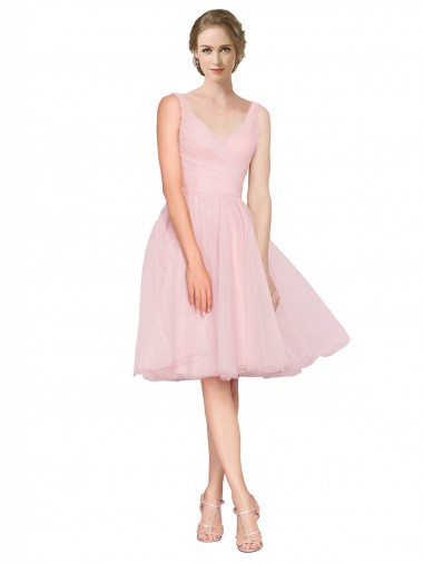Pink V-Neck Sleeveless A-Line Bridesmaid Gown Townsville