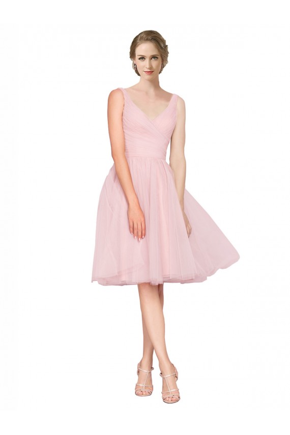 Pink V-Neck Sleeveless A-Line Bridesmaid Gown Townsville