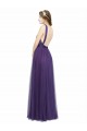 Purple Bateau Neck Sleeveless Low Back A-Line Bridesmaid Dress Townsville
